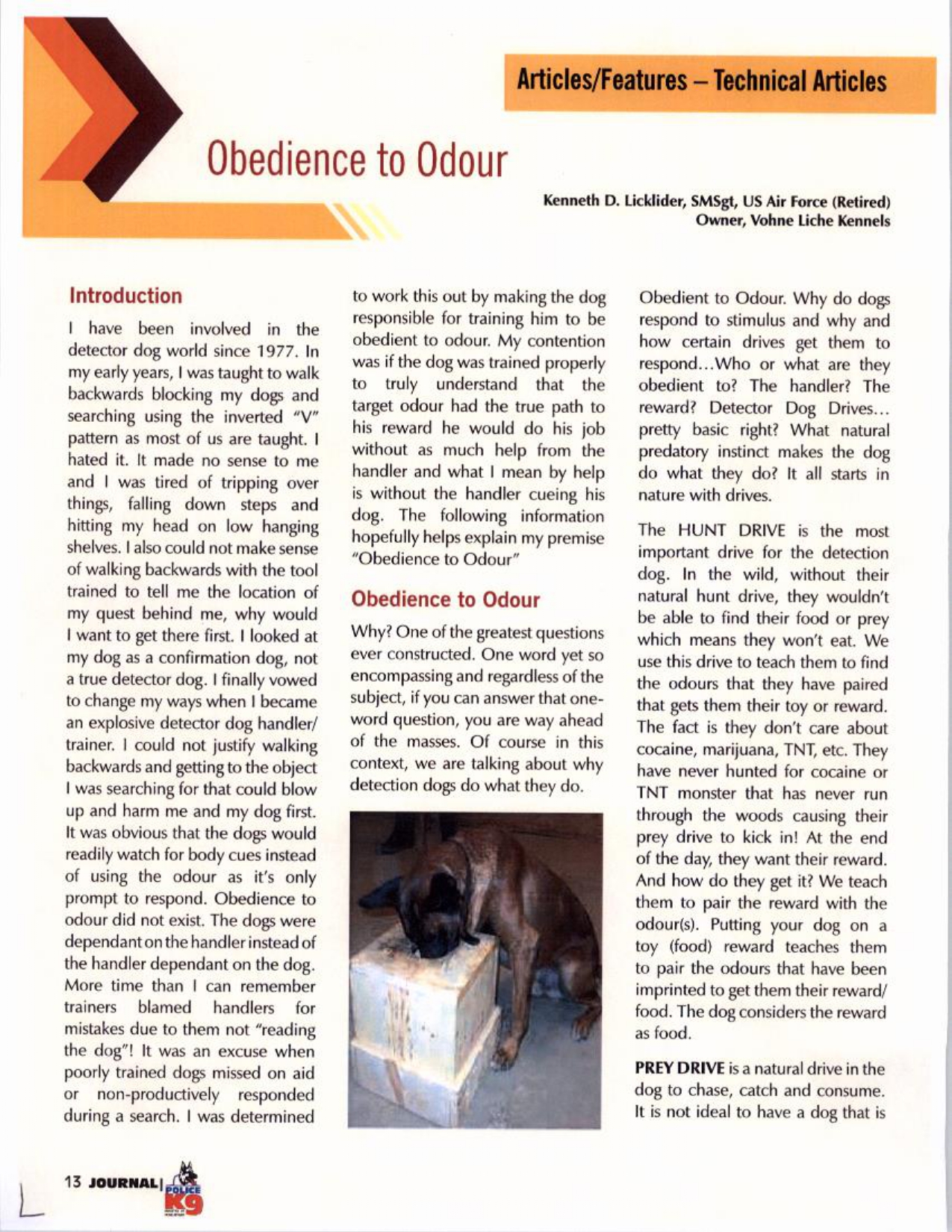 Obedience to Odour Article